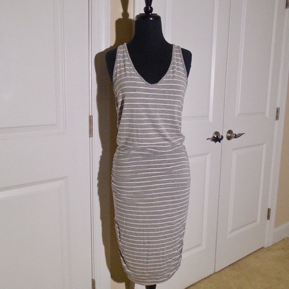 SOLD Athleta Dress Striped Racerback Ruched Tank Dress/SOLD - Picture 3 of 7